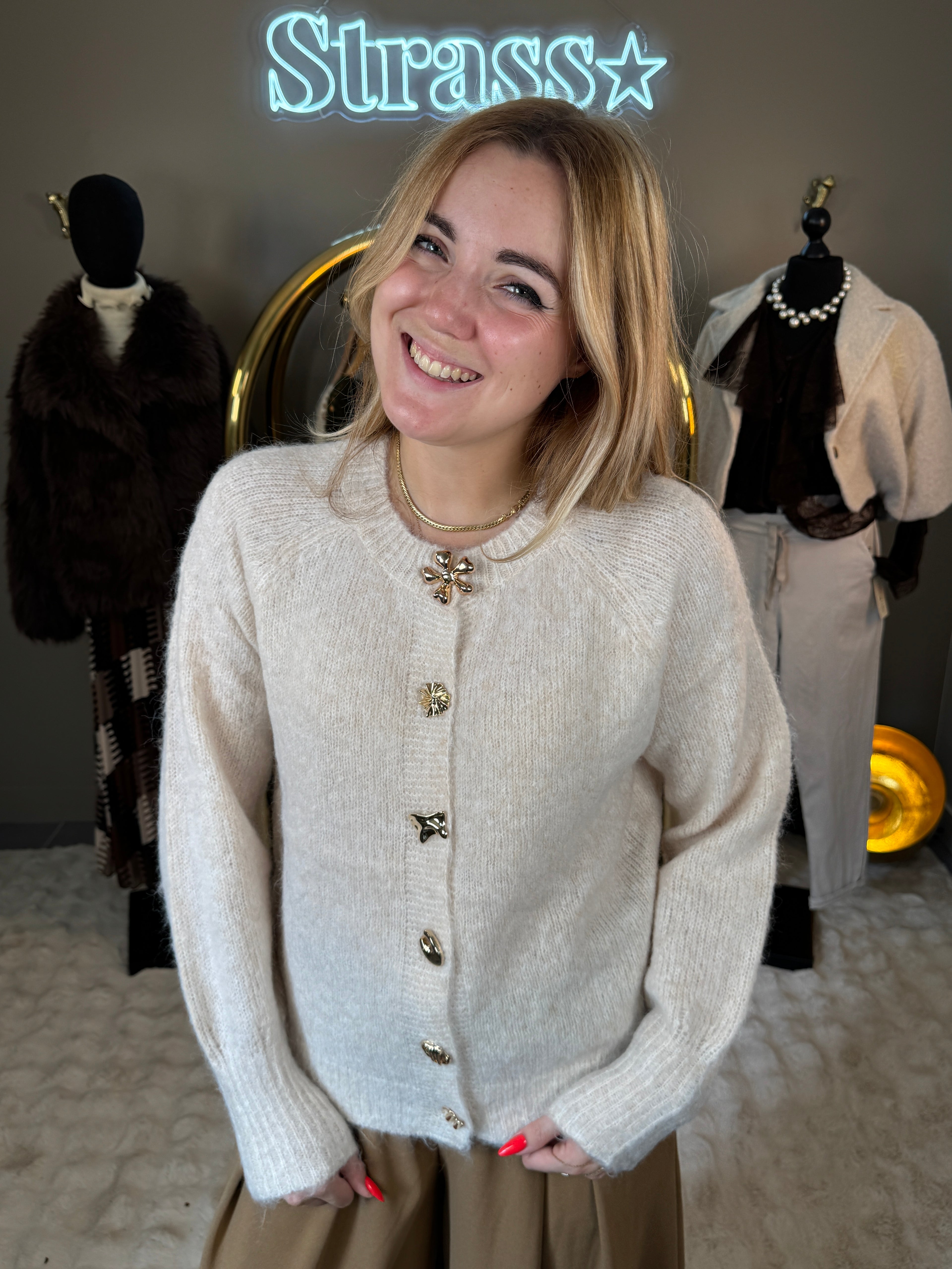 Gilet Boutons Beige
