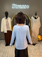 Top Chaud Chaud Dentelle Bleu Ciel