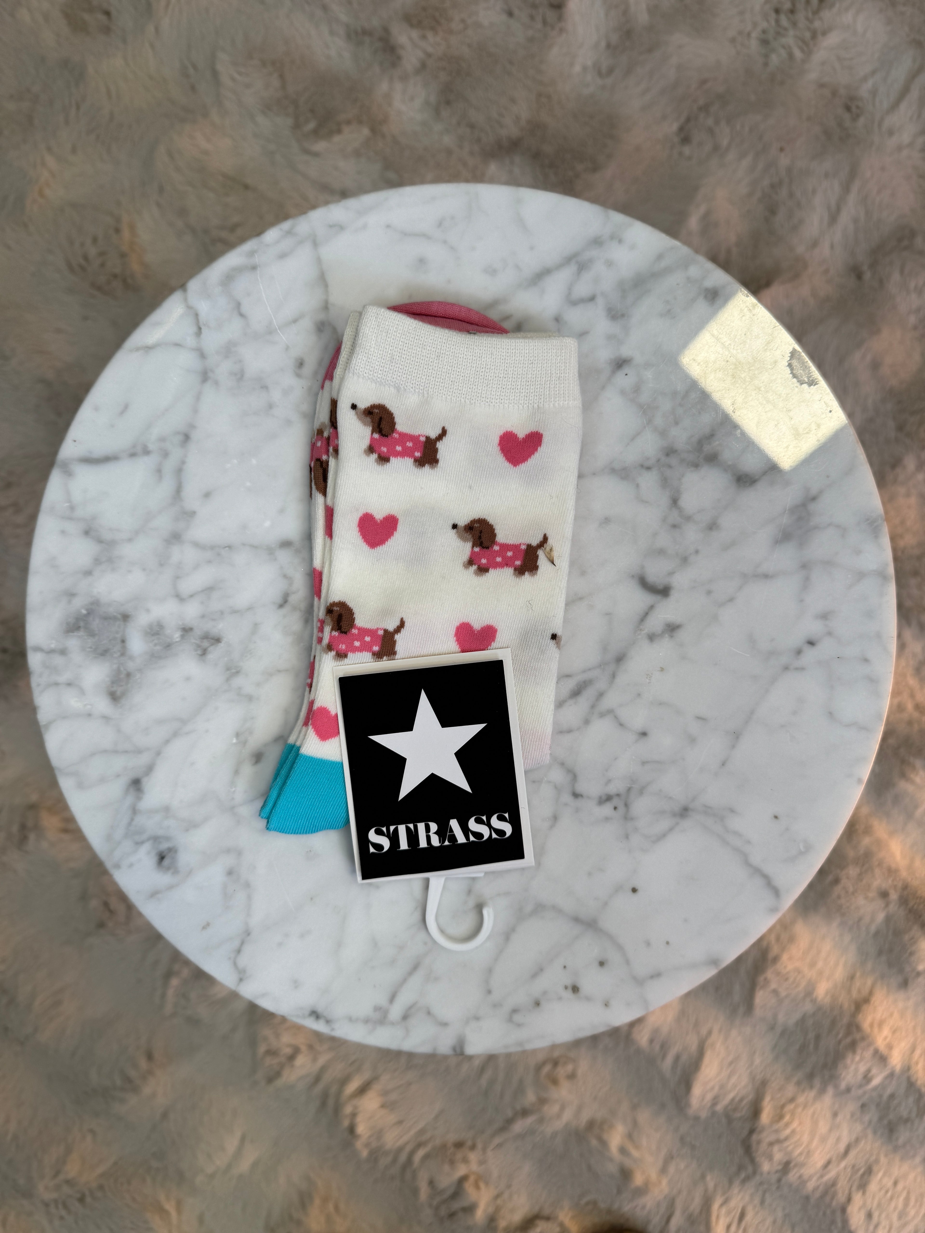 Chaussettes Teckel Pull Rose