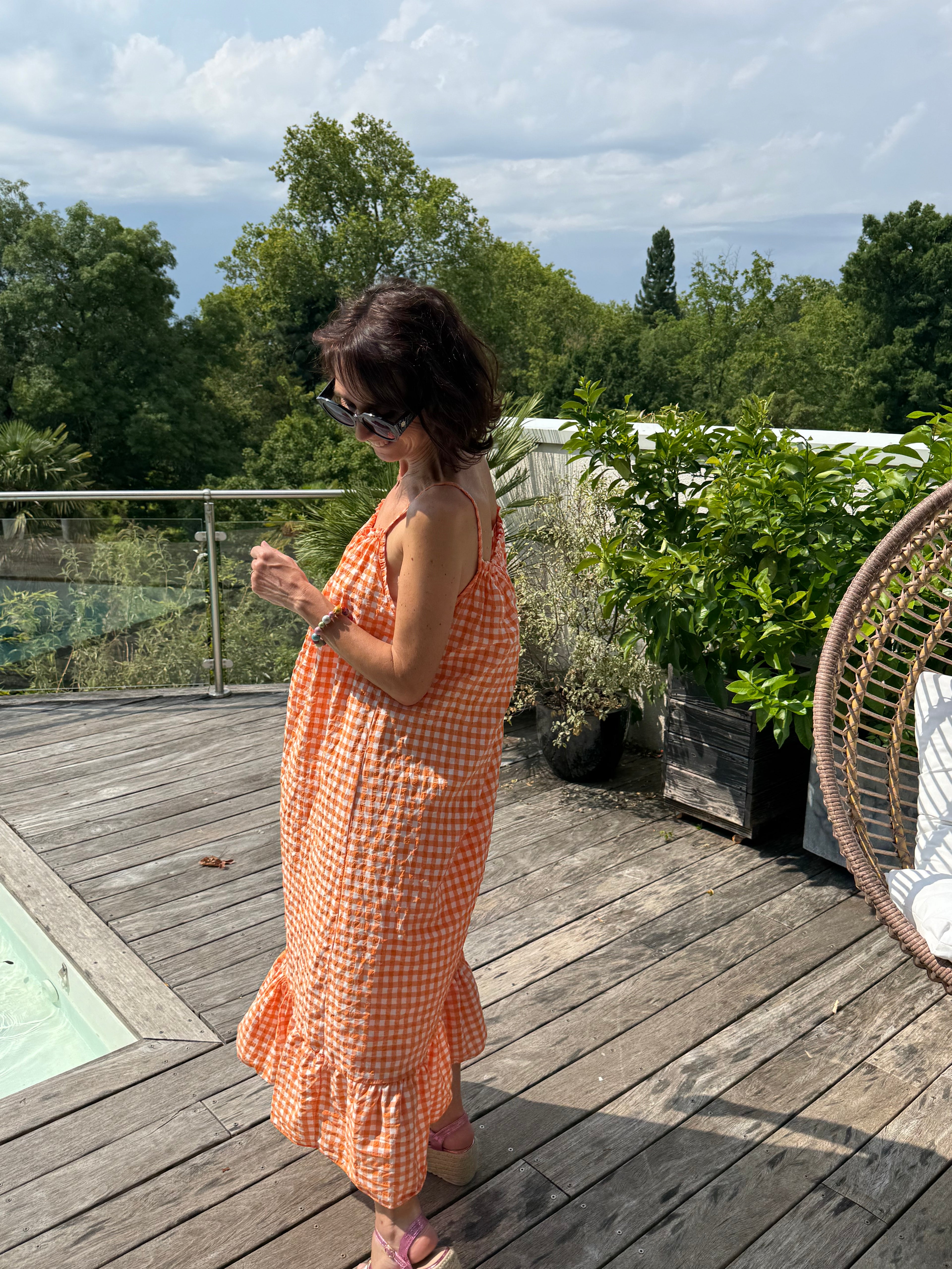 Robe canicule longue Vichy Orange