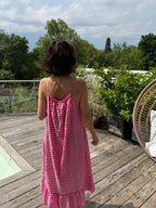 Robe canicule longue Vichy Rose