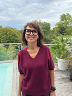 Pull Vincent Col V Manche Courte Bordeaux