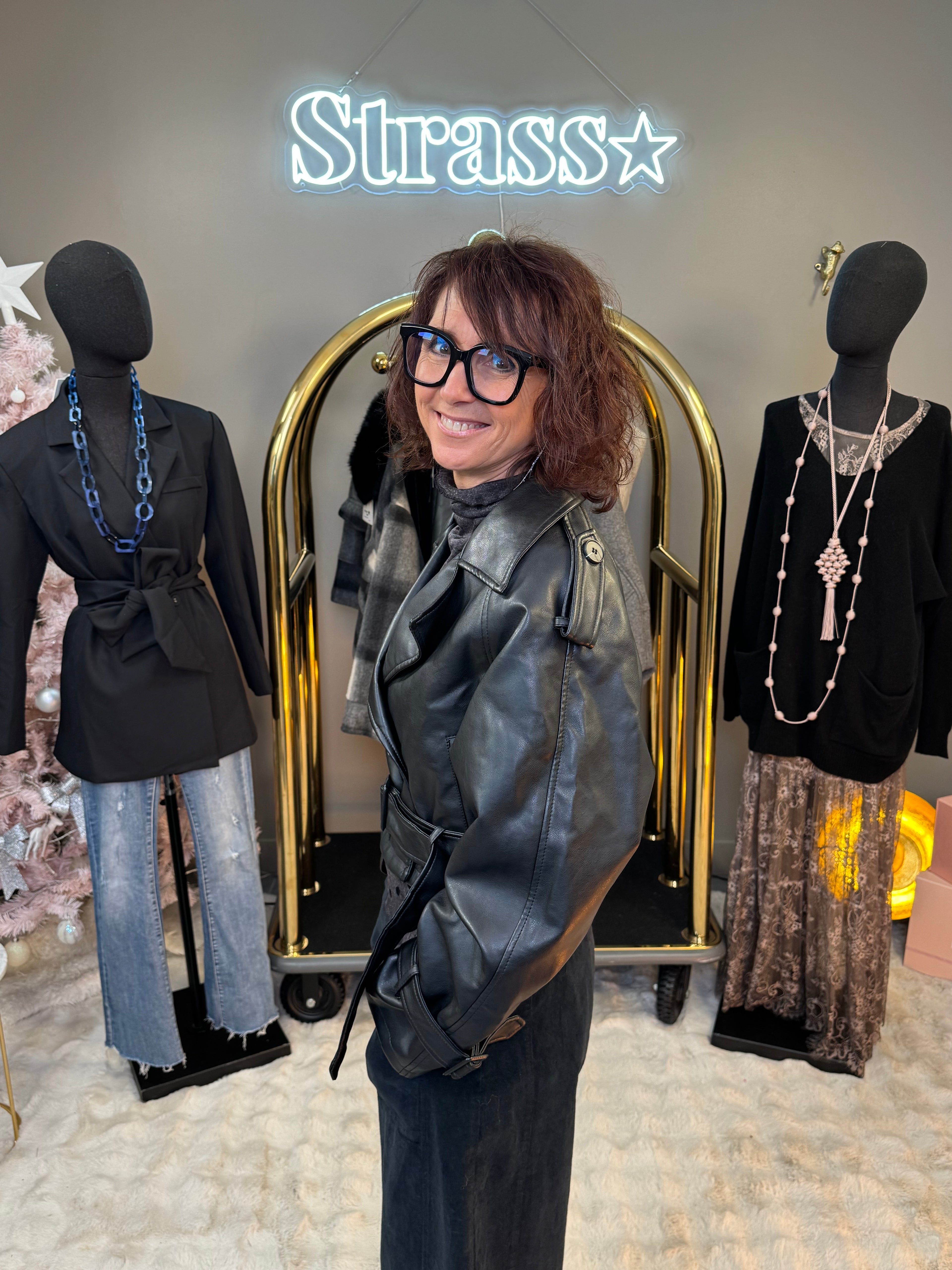 Trench Court Simili Noir