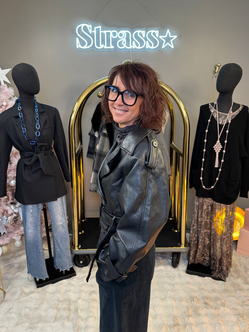 Trench Court Simili Noir