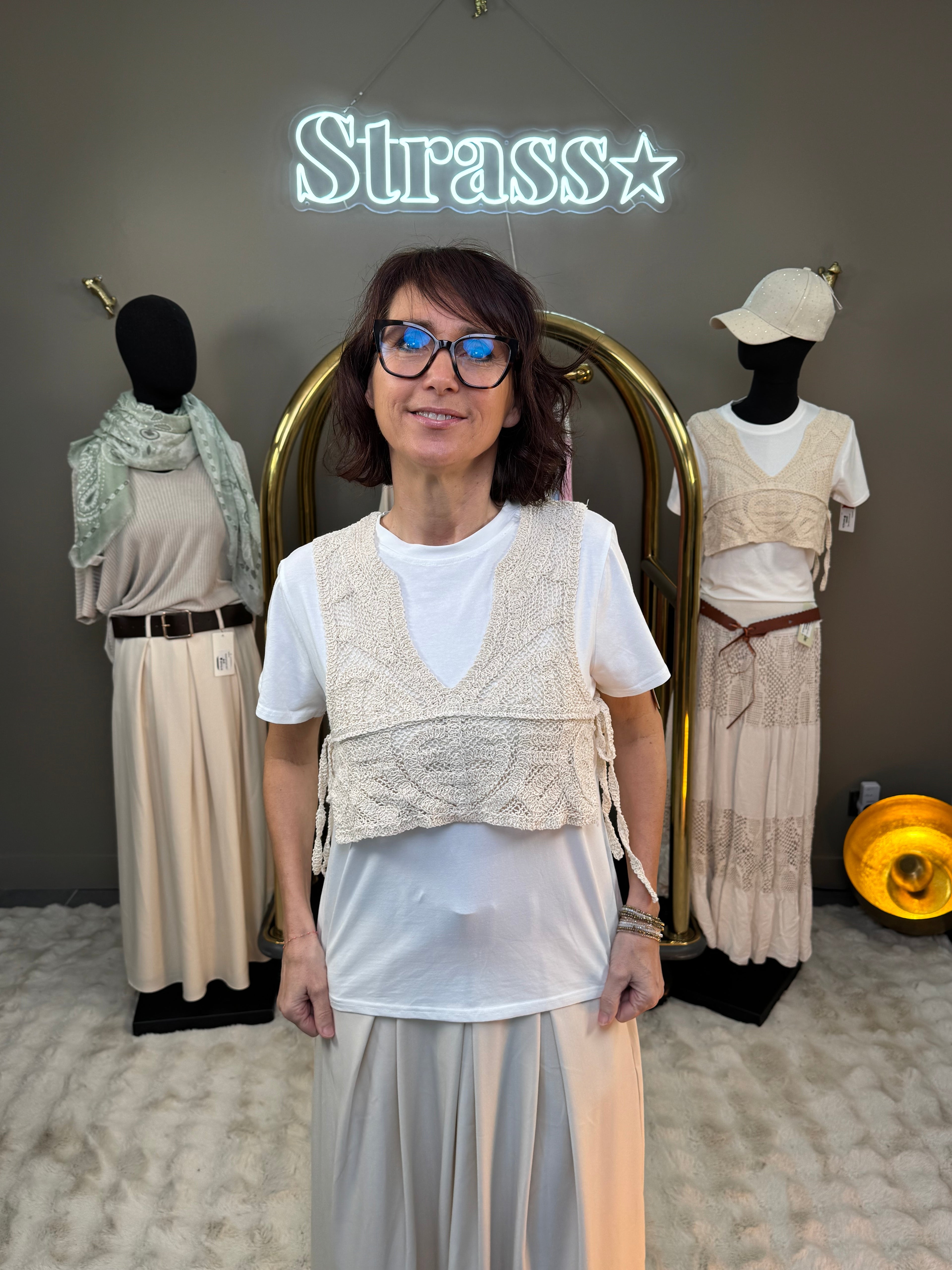 Tee-Shirt Crochet Beige