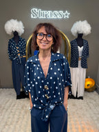Chemise Pois Broches Bleue