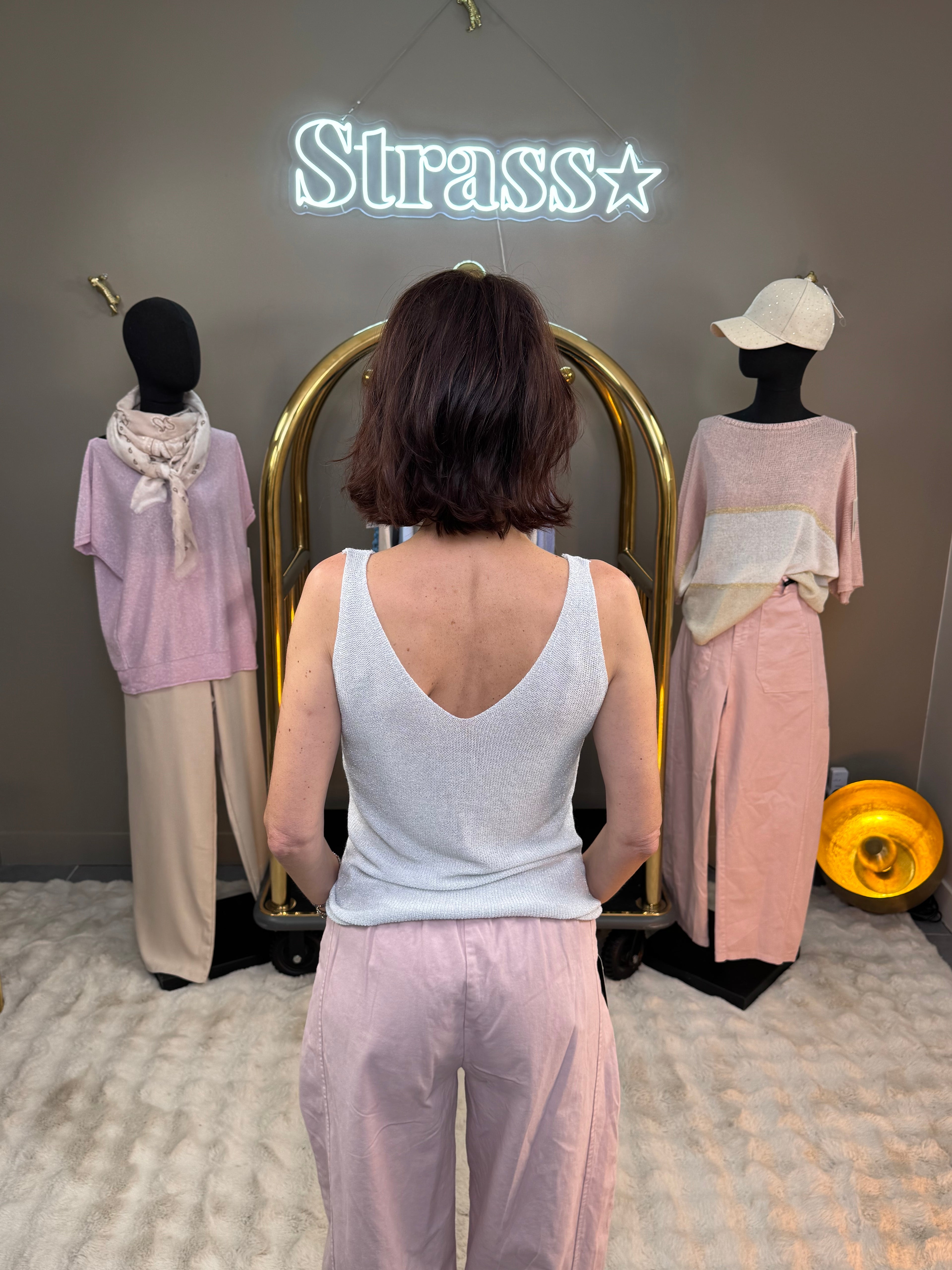 Débardeur Lamé Blanc