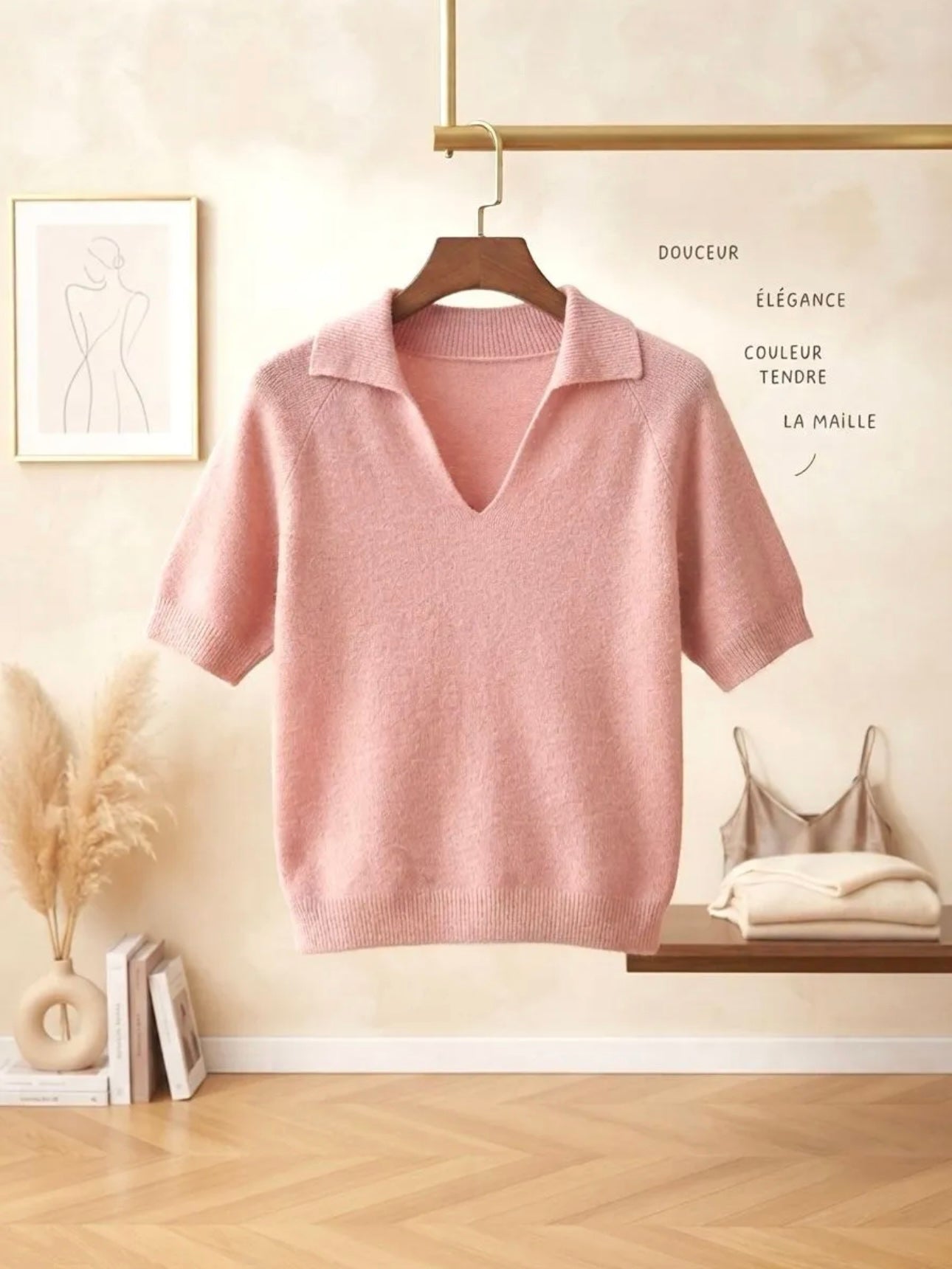 Pull Polo Manches Courtes Rose