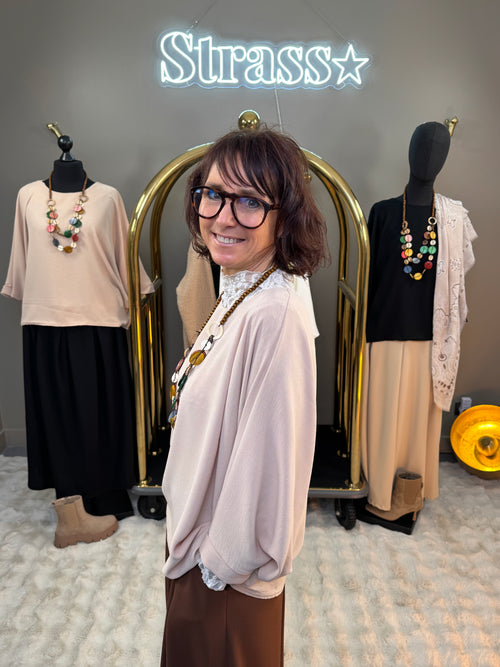 Blouse + Sautoir Leonie Beige