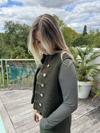 Gilet moumoute Brandebourg kaki
