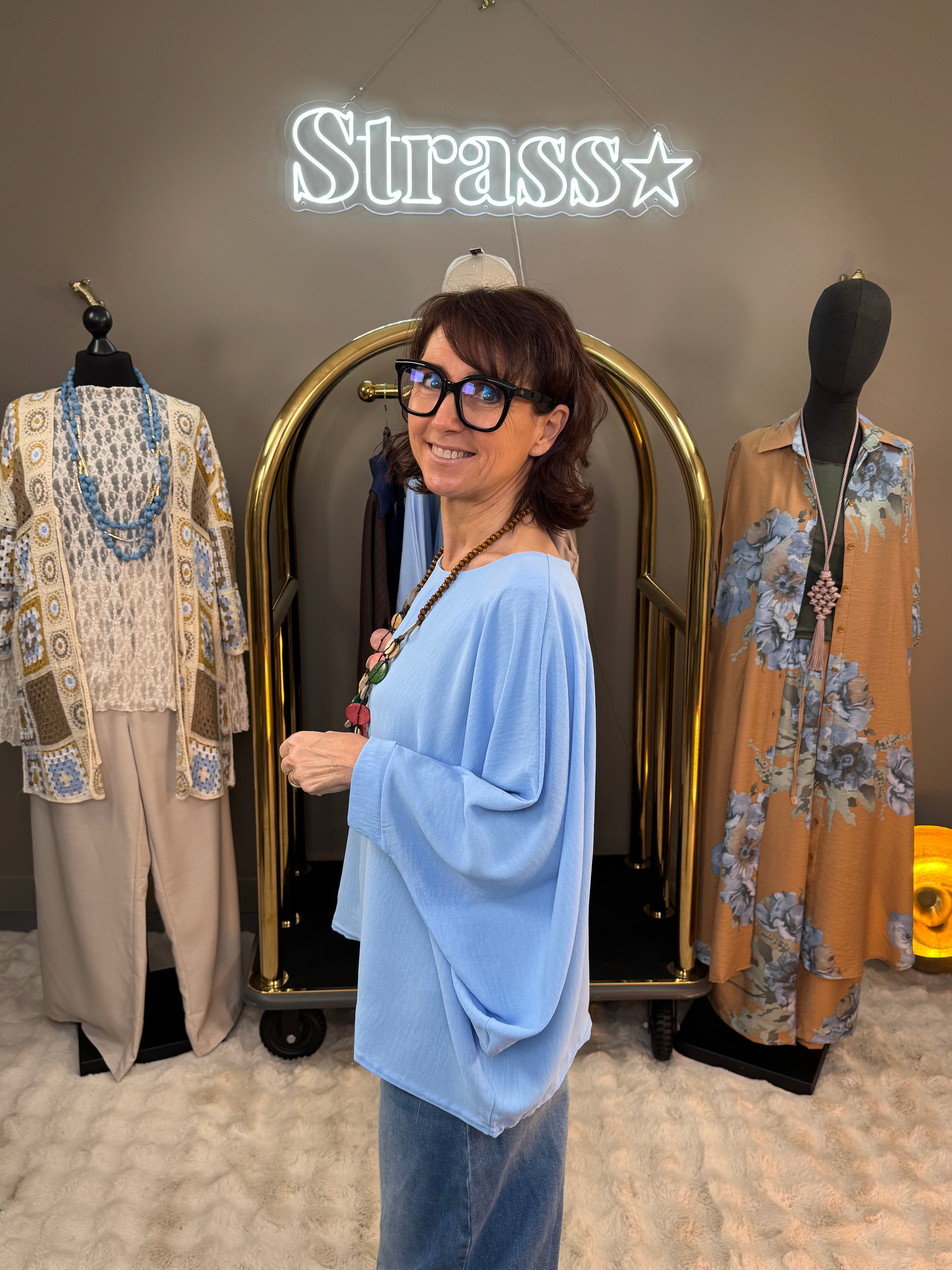 Blouse + Sautoir Leonie Bleu