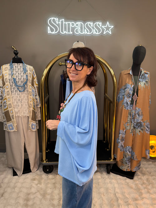 Blouse + Sautoir Leonie Bleu