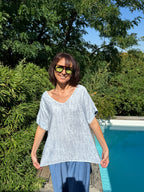 Top Dos Dentelle Bleu Ciel