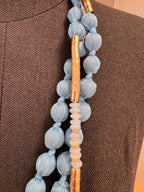 Collier Boules de Soie Bleu
