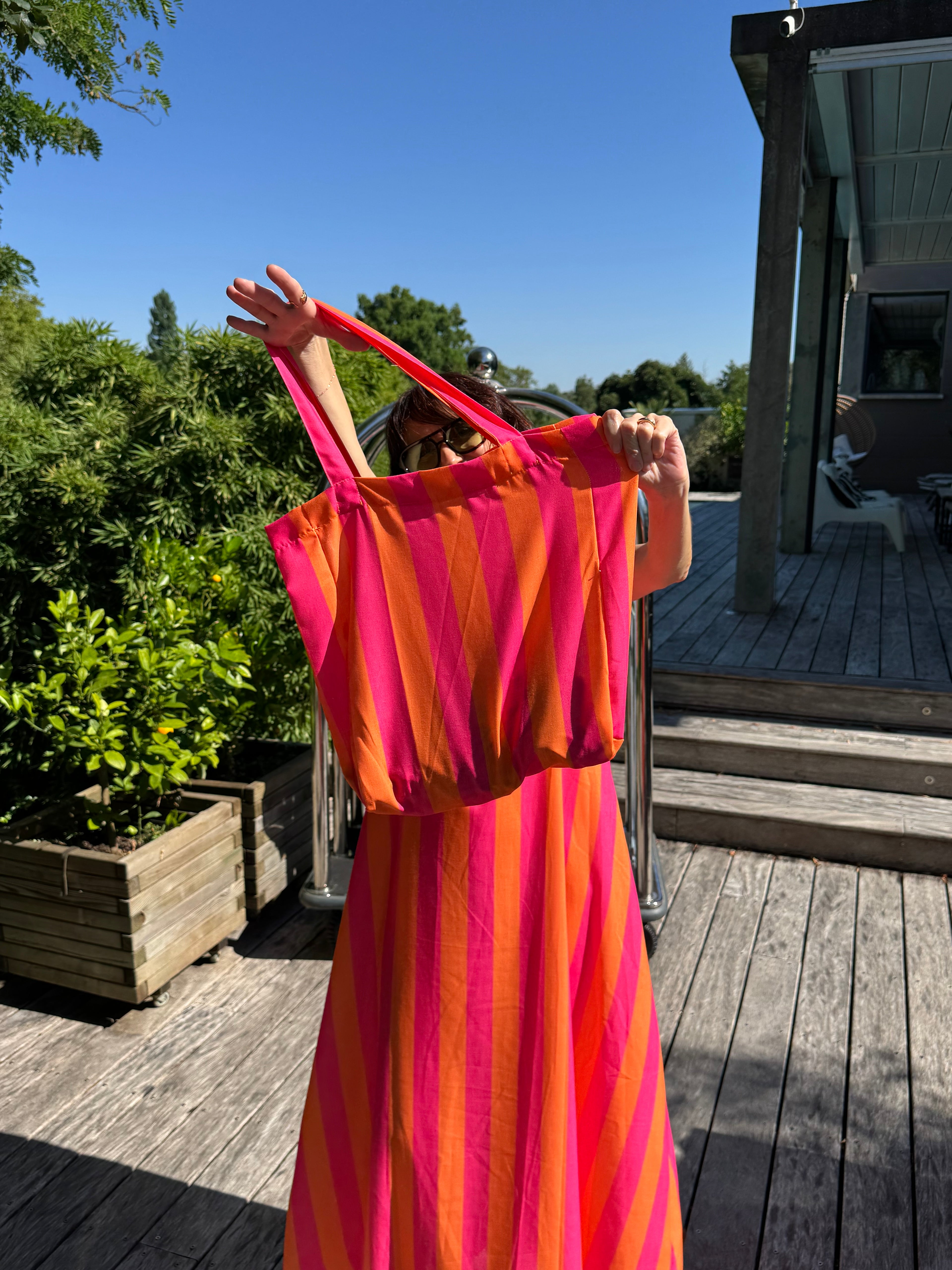 Robe et Son Sac Orange et Fuschia
