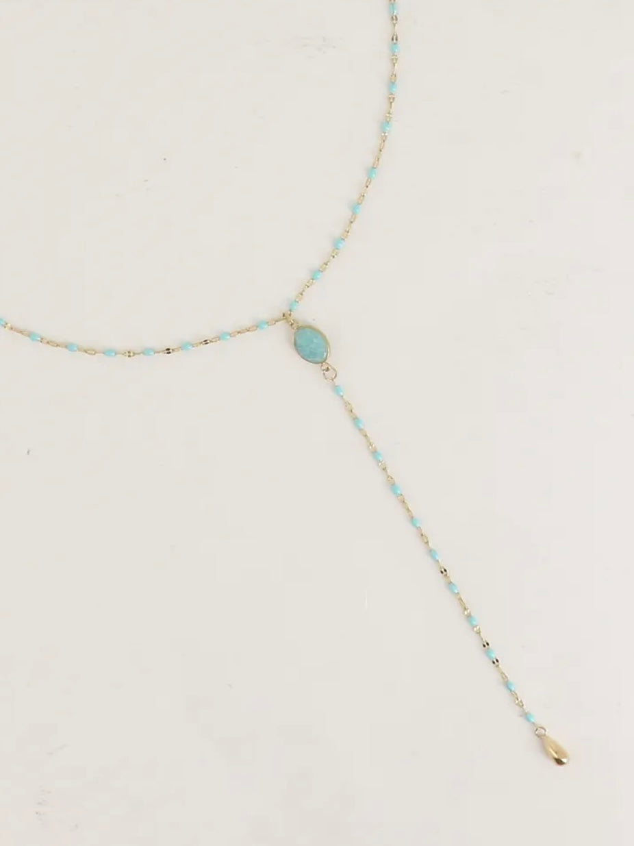 Collier Y Amazonite Doré