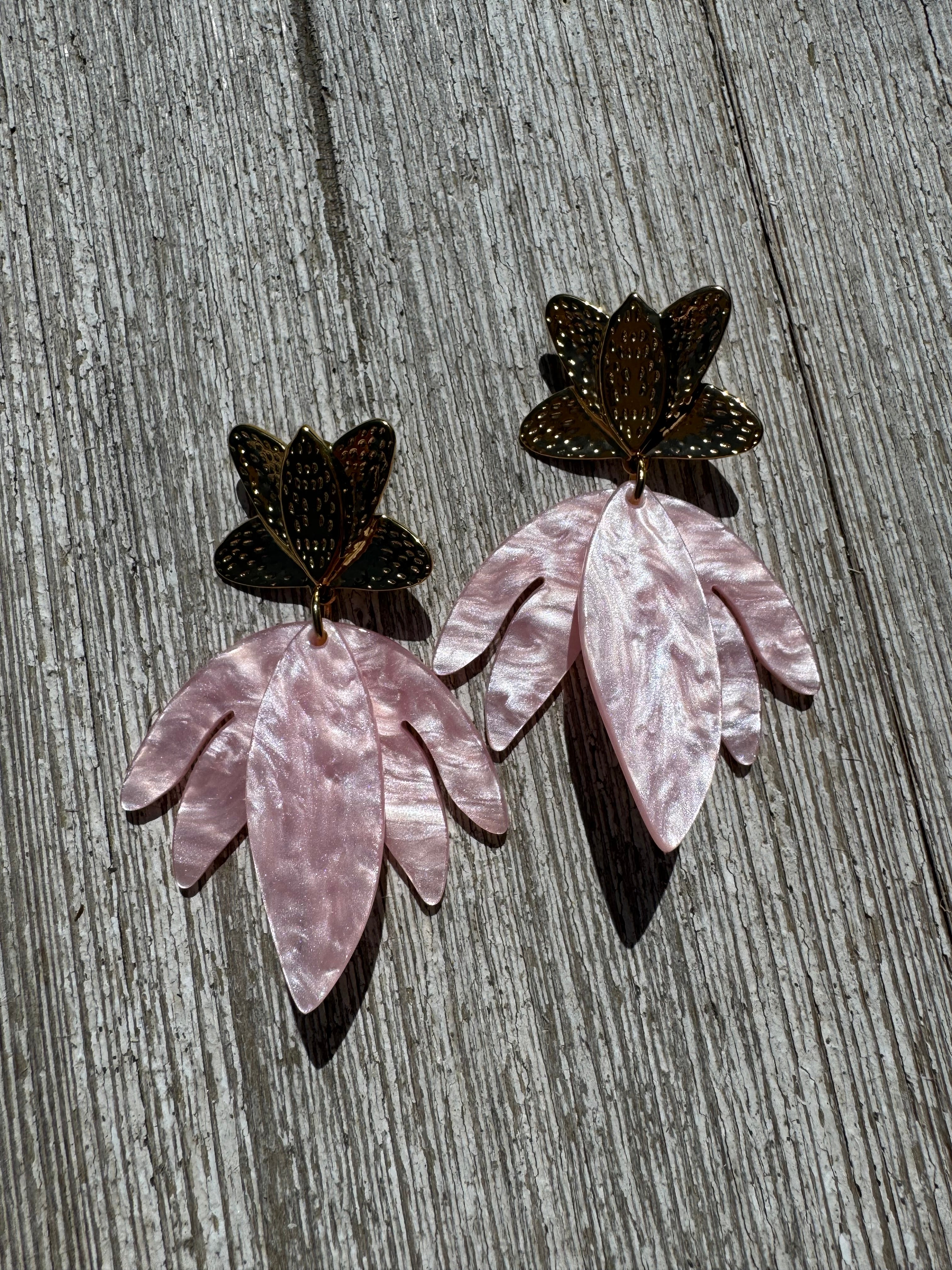 Boucles d’oreilles nénuphar Rose