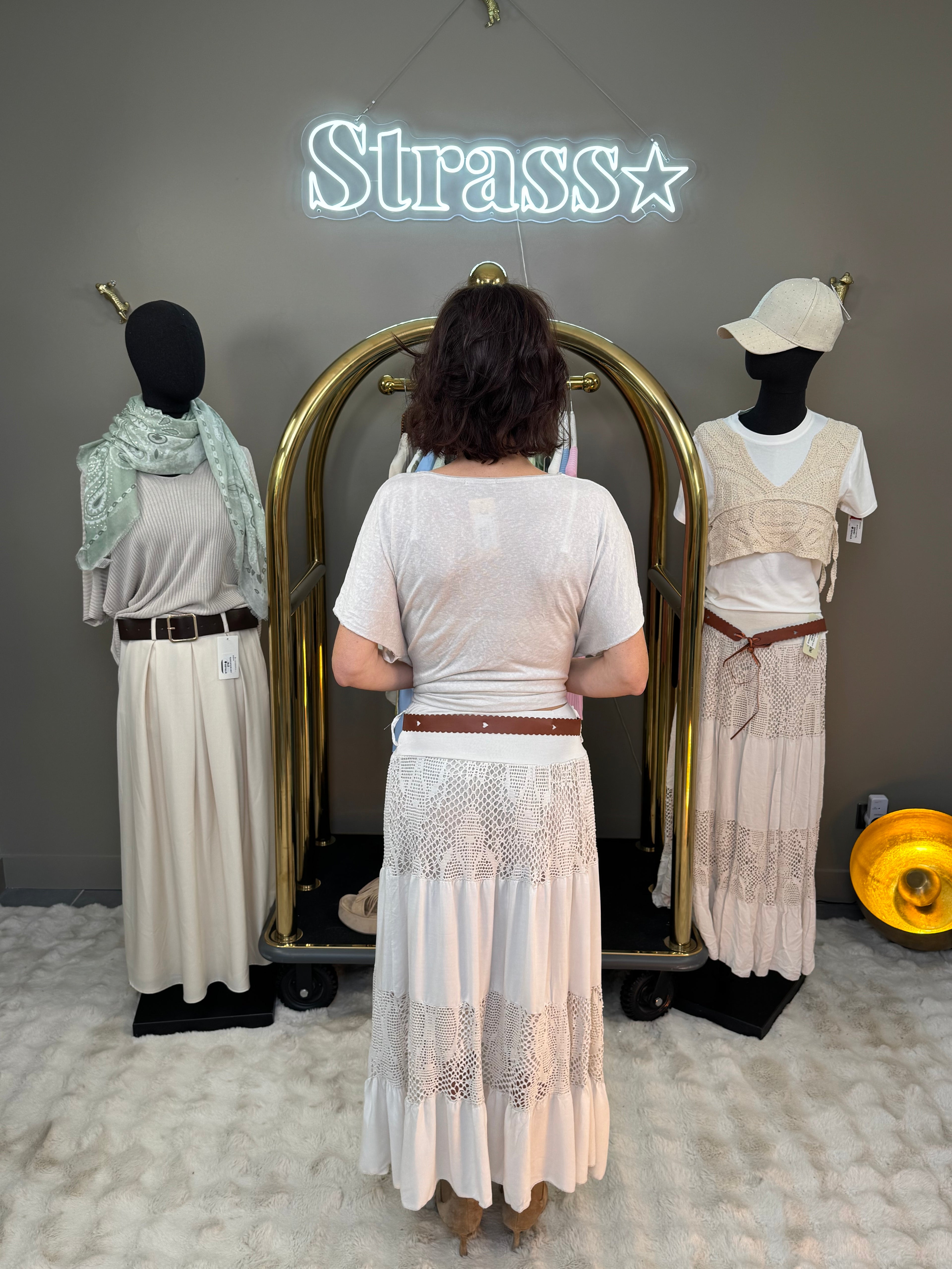 Jupe Légère Dentelle Beige