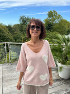 Pull Cœur Rose