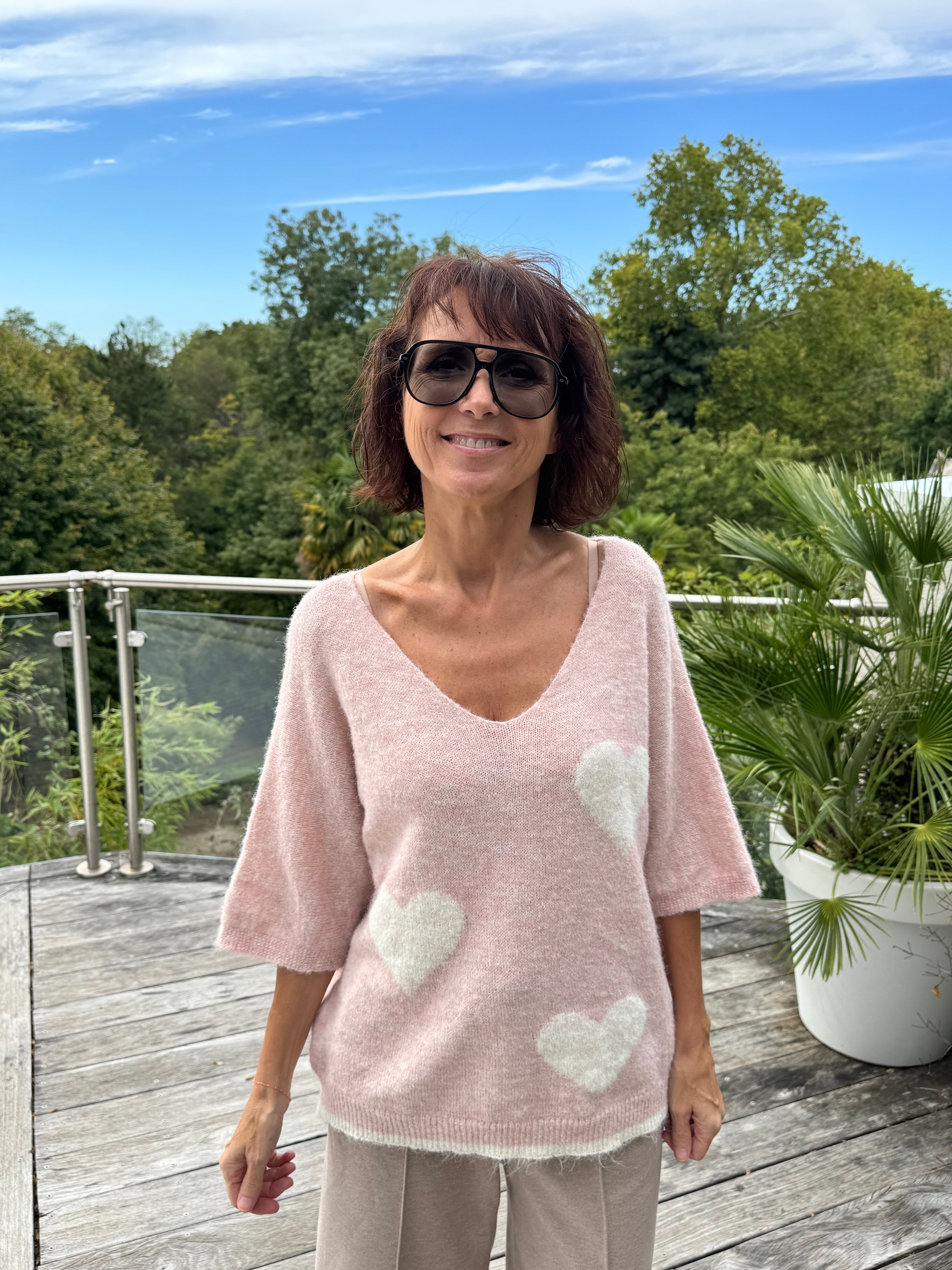 Pull Cœur Rose