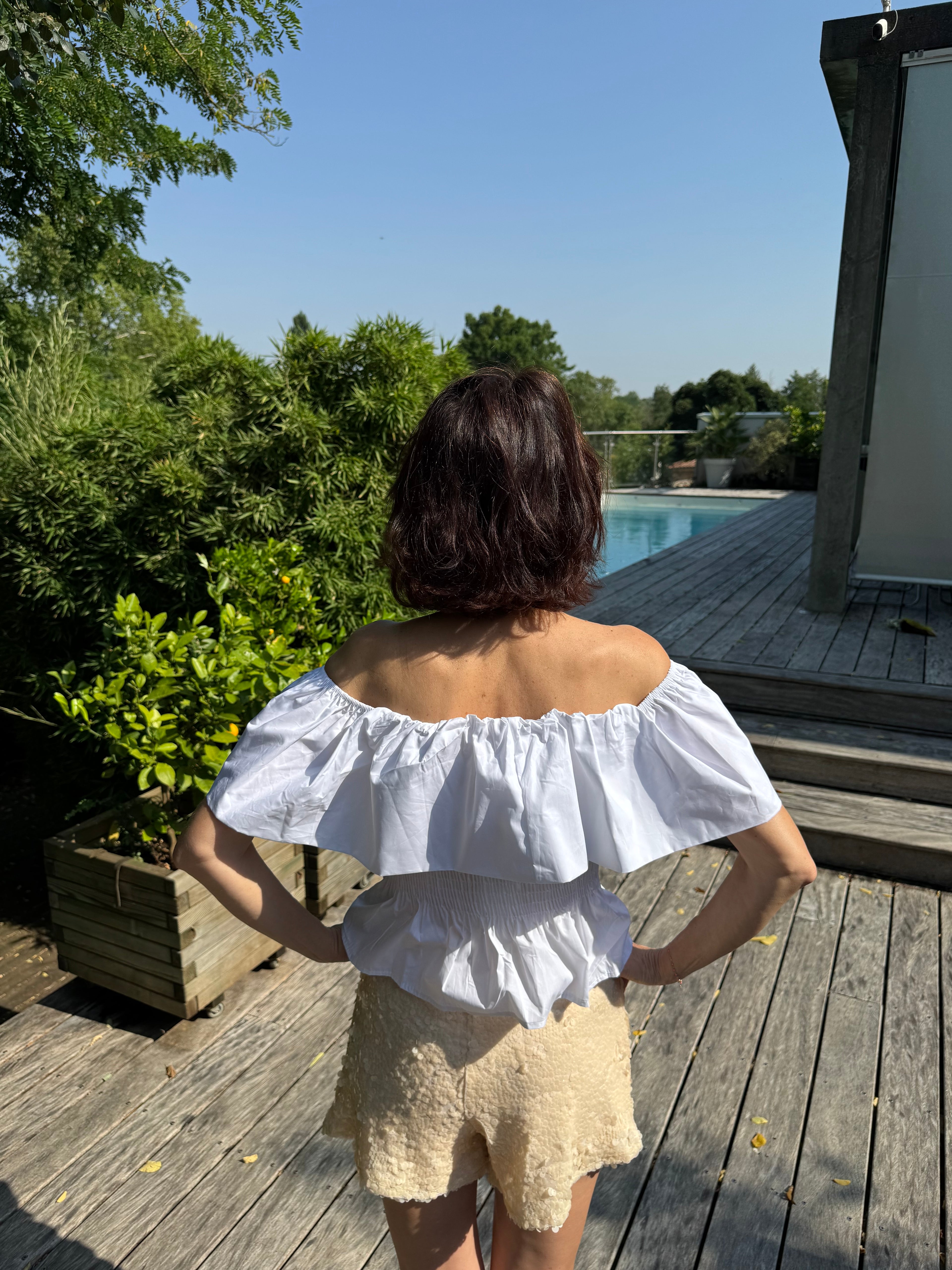 Top Épaules Nues Olivia Blanc