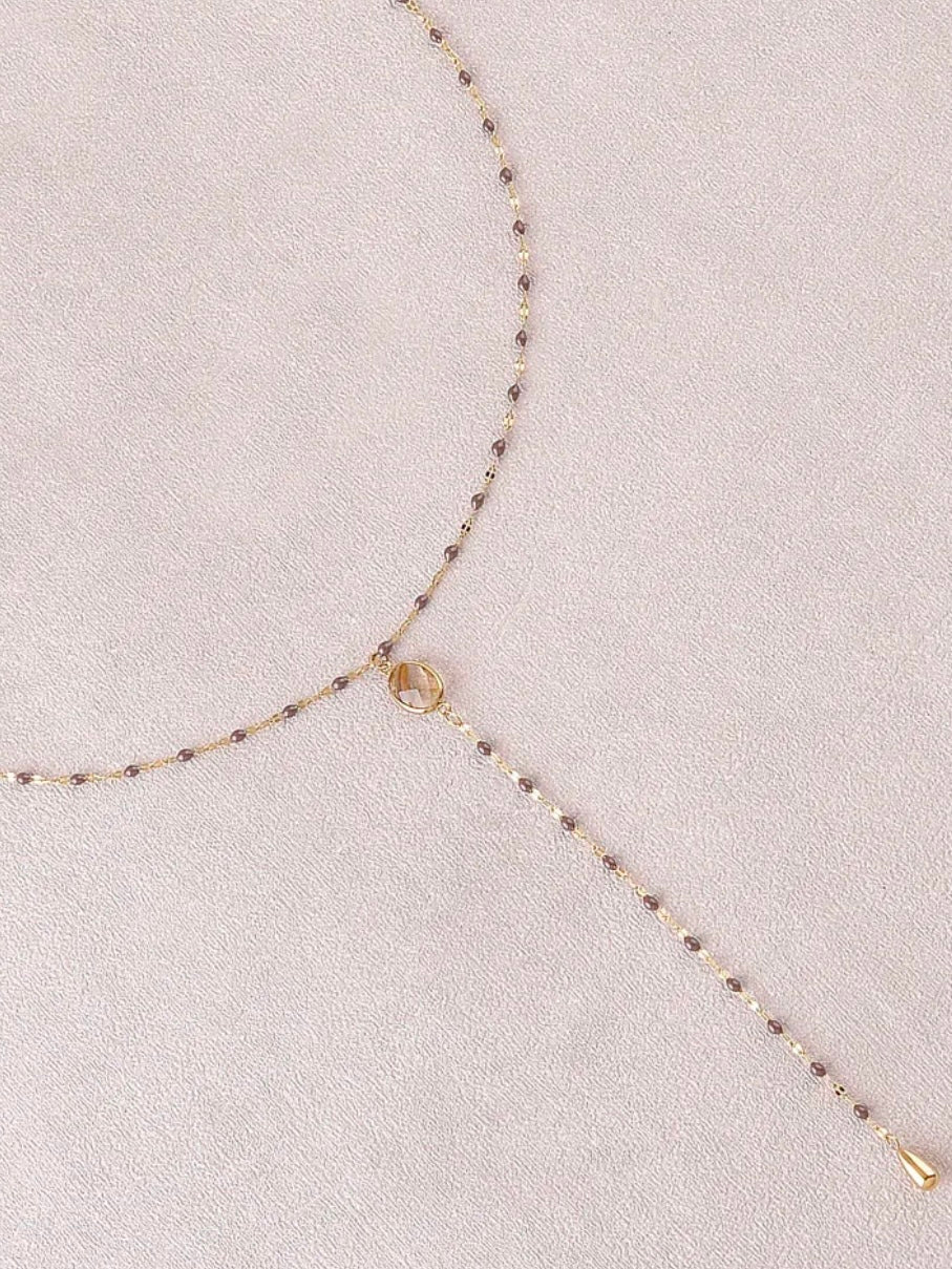 Collier Y Agathe Fumée Doré