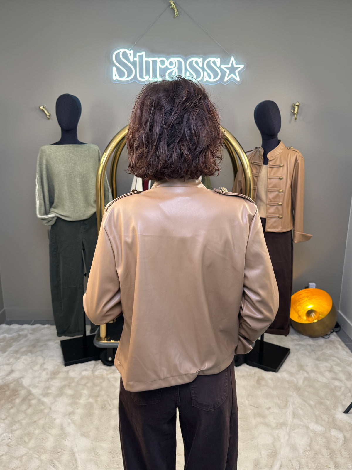 Veste Simili Brandebourg Camel