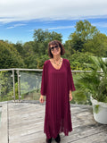 Robe Plissée Divina Bordeaux