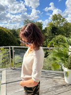 Pull Polo Manches Courtes Beige