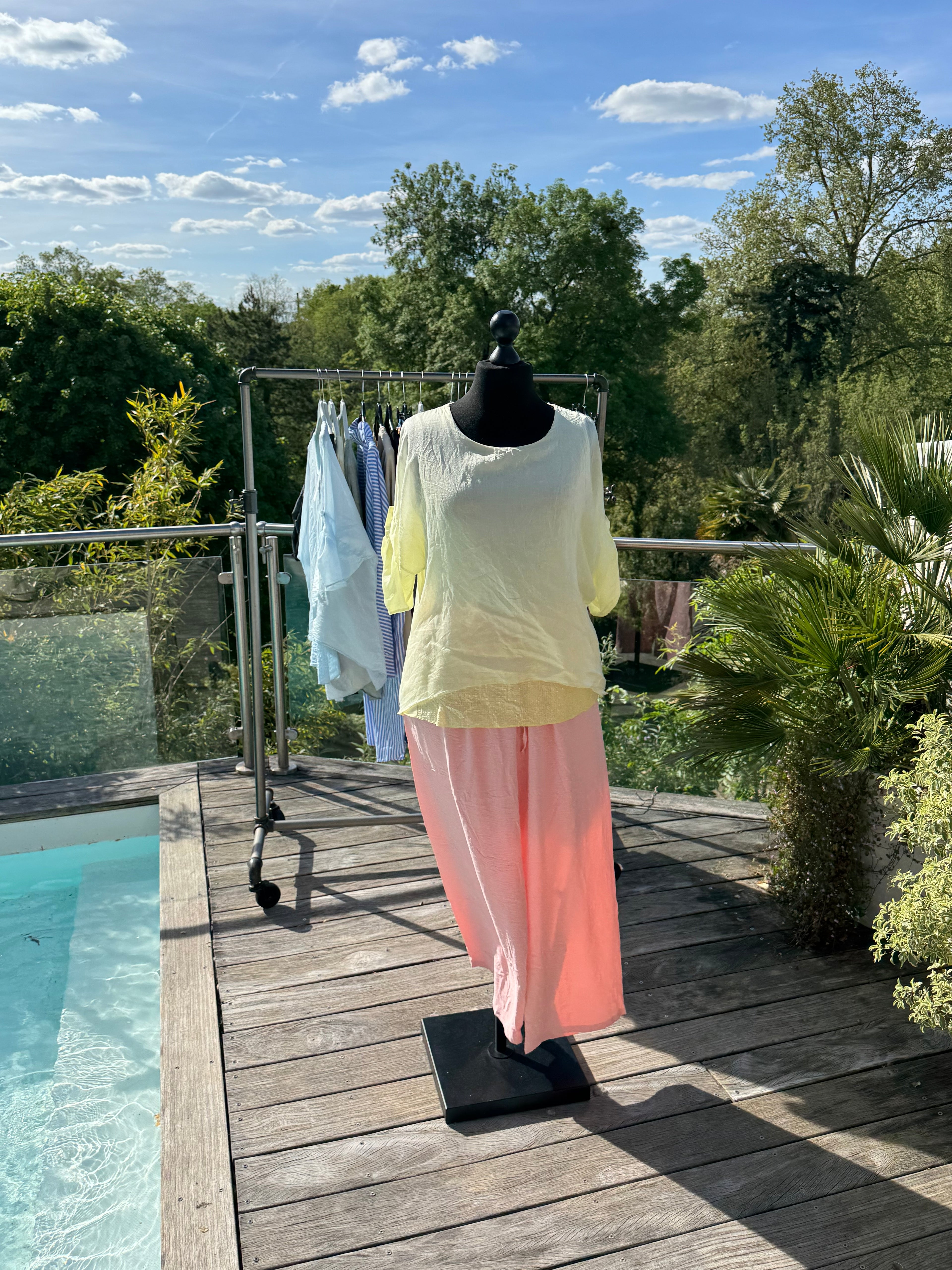 Blouse Soie et Paillettes Jaune