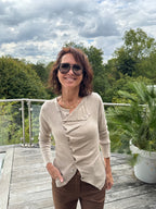 Pull gilet drapé beige