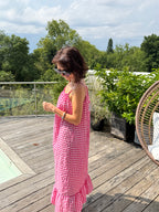 Robe canicule longue Vichy Rose