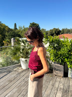 Top dentelle bordeaux