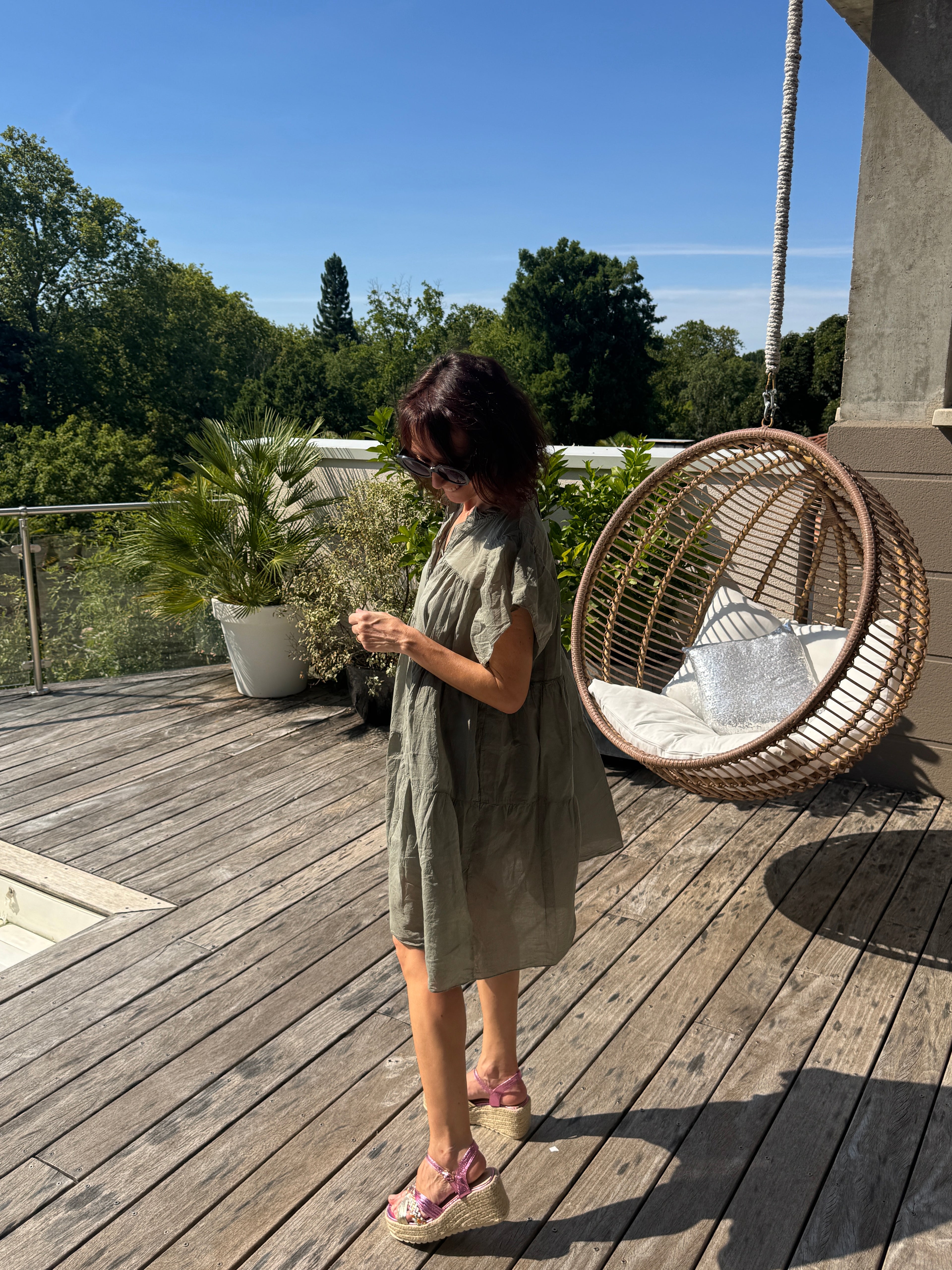Robe Voile Légère Kaki