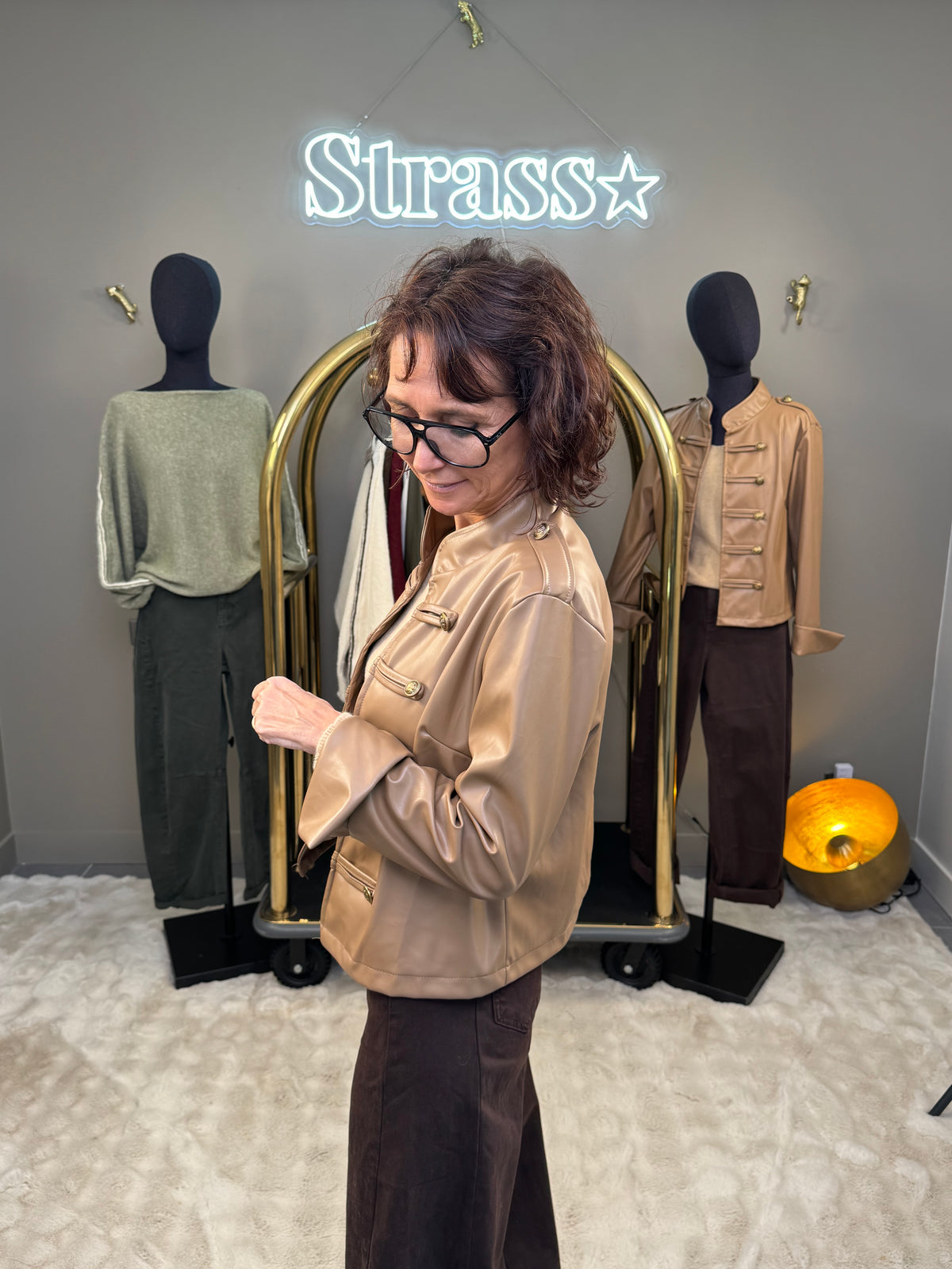 Veste Simili Brandebourg Camel
