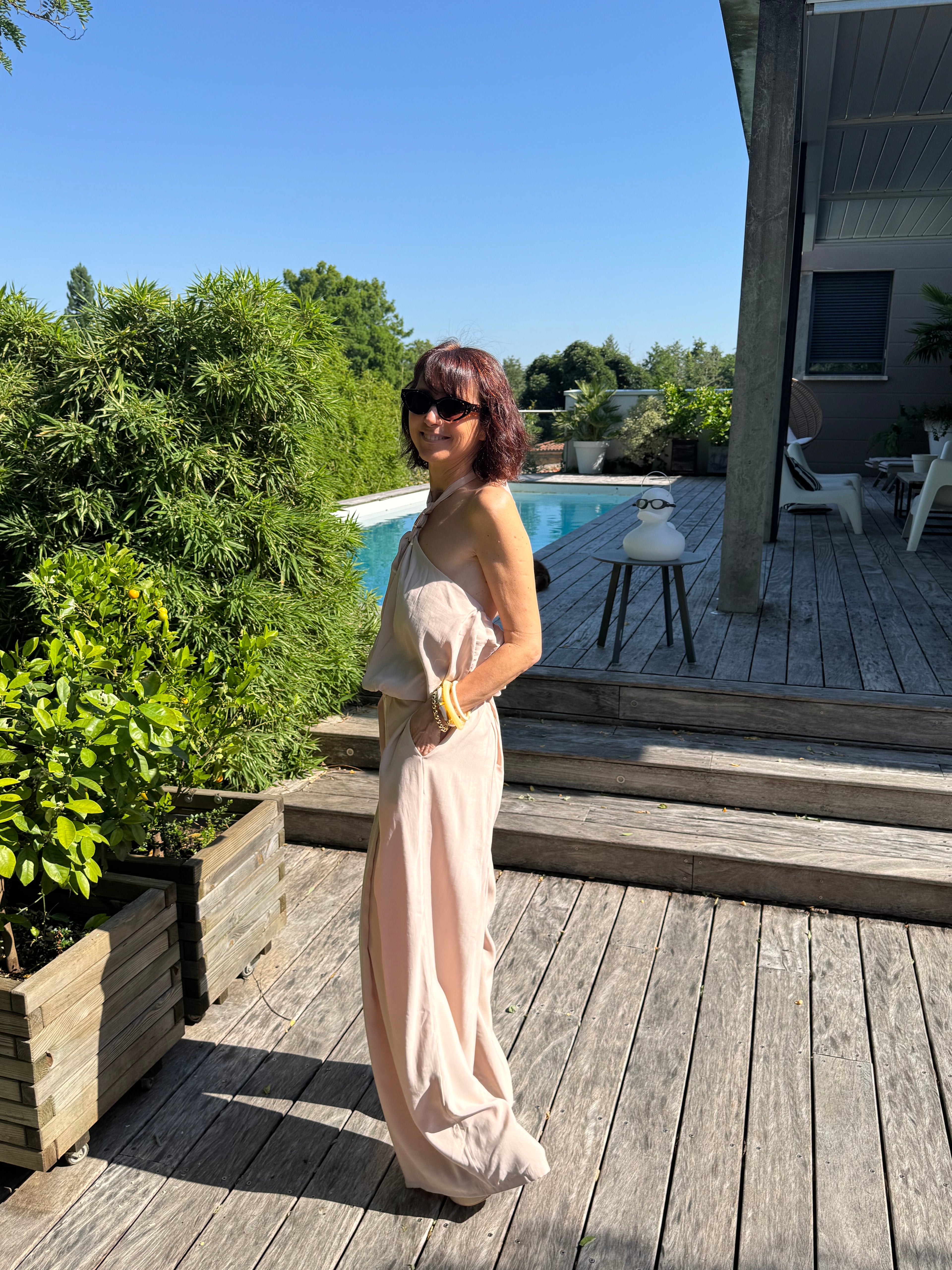 Pantalon Drapé Capri Beige