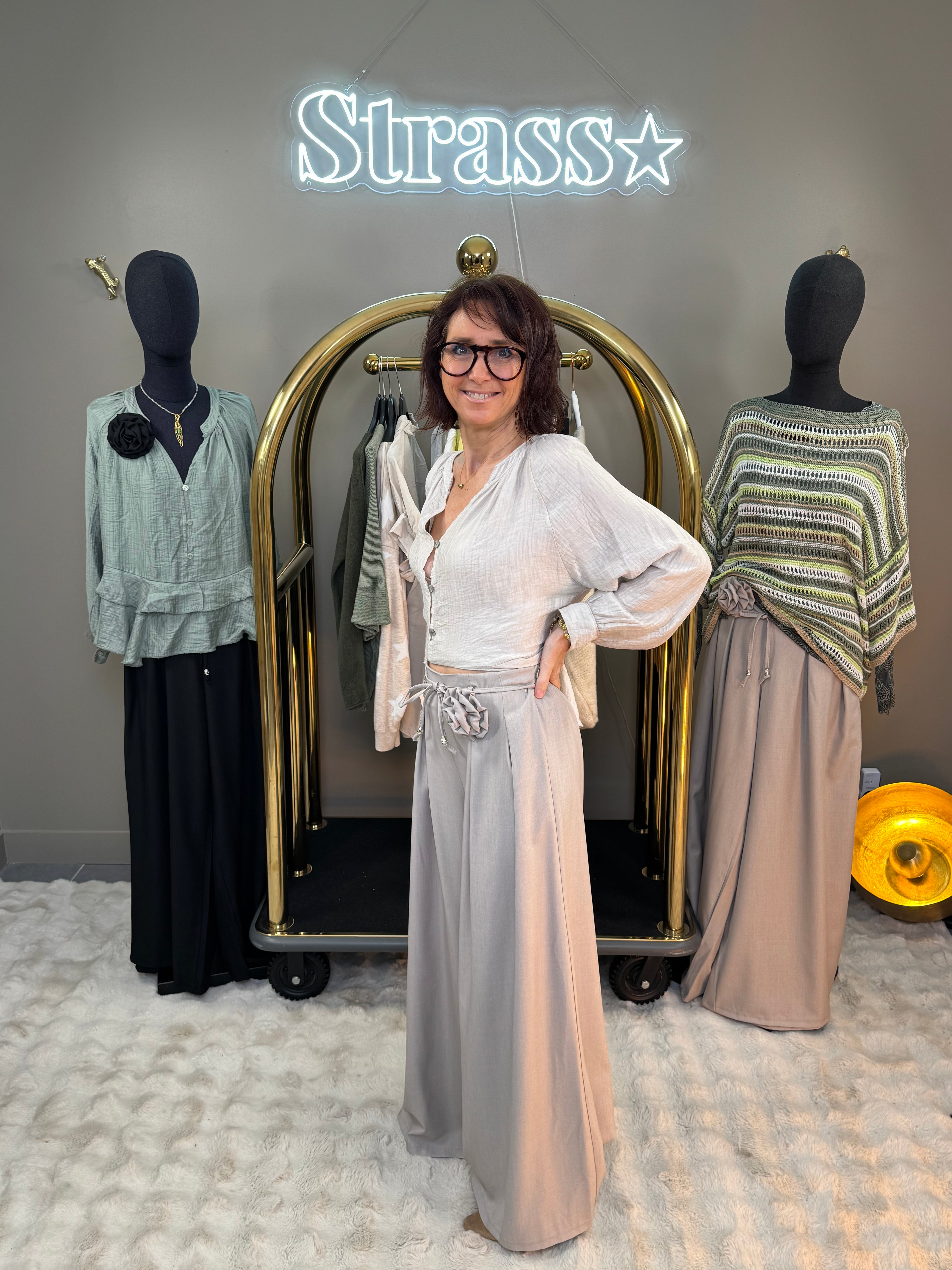 Pantalon Fleur Taupe