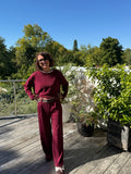 Pantalon sport chic bordeaux