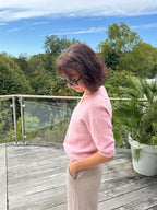 Pull Vincent Col V Manche Courte Rose