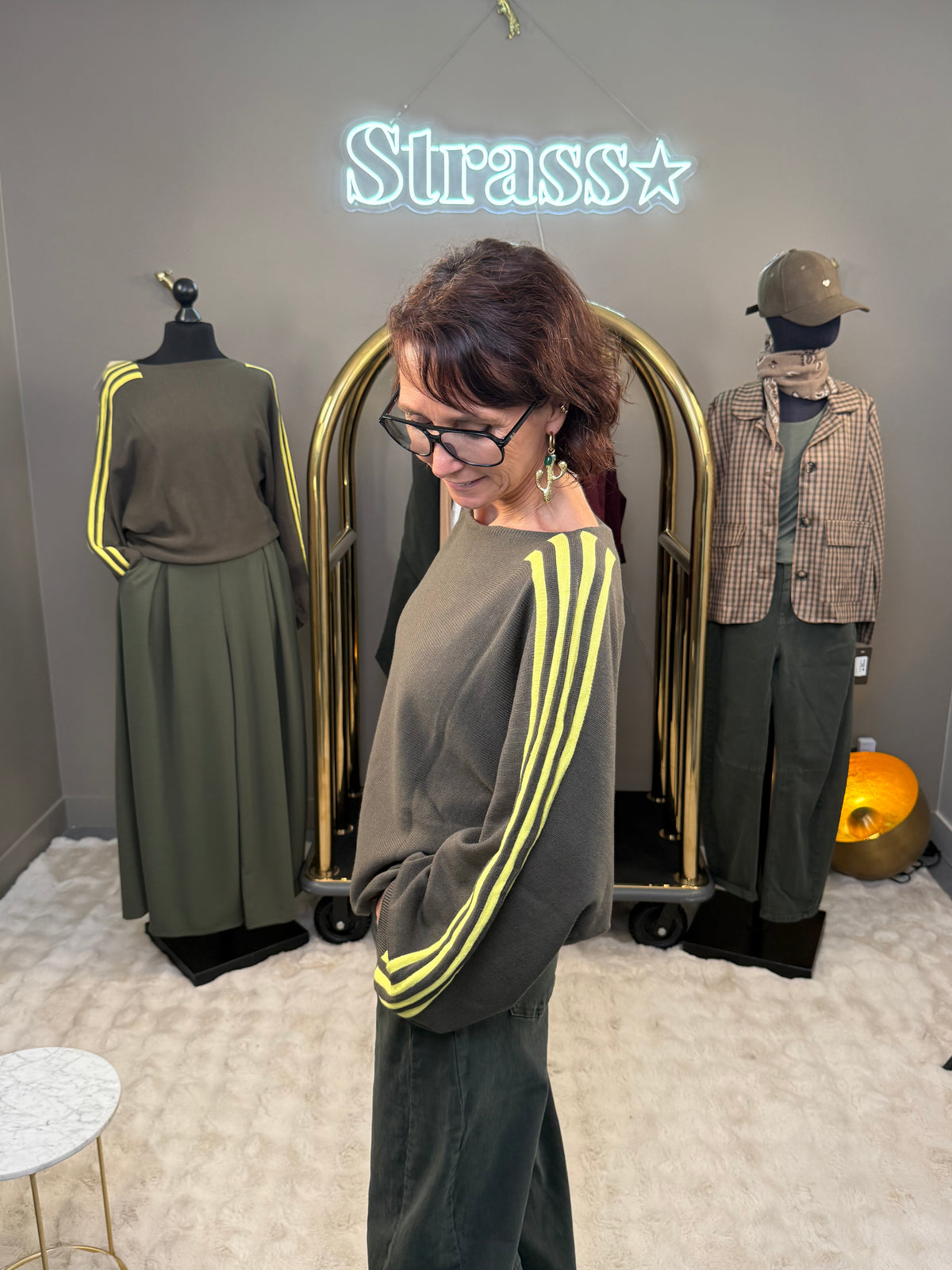Pull Natacha kaki et jaune
