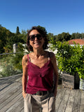 Top dentelle bordeaux