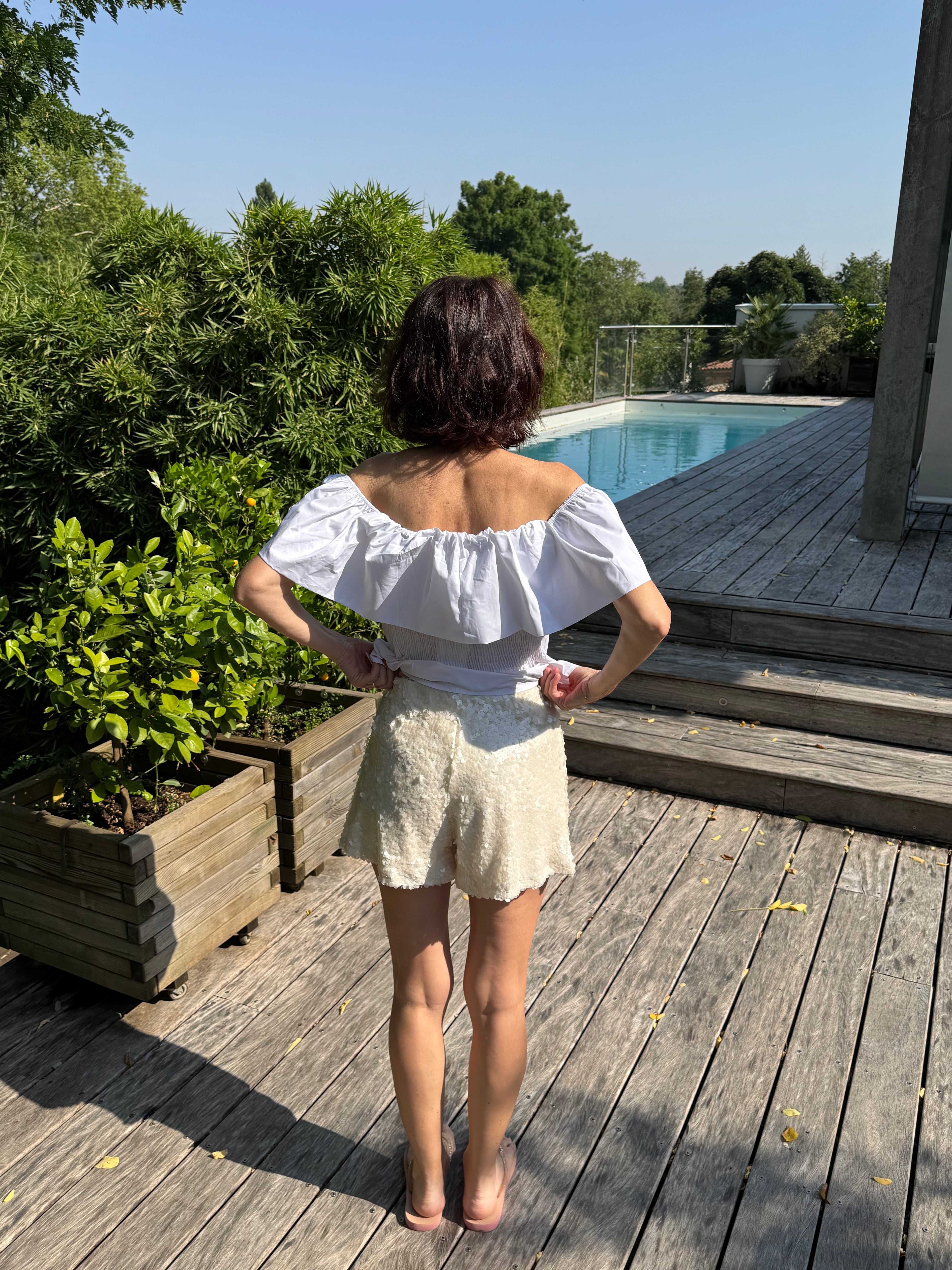 Short Sequins Écru