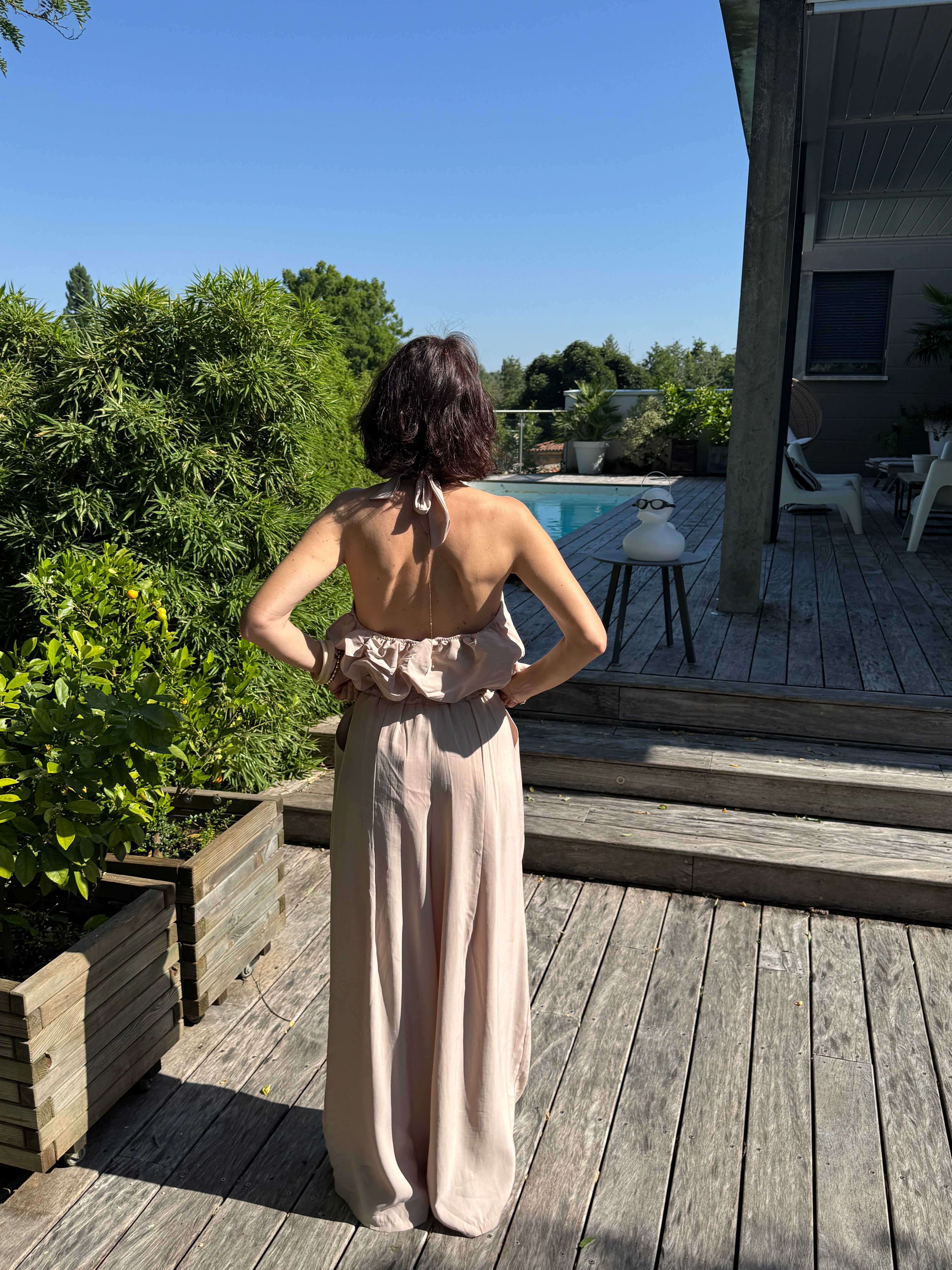 Pantalon Drapé Capri Beige