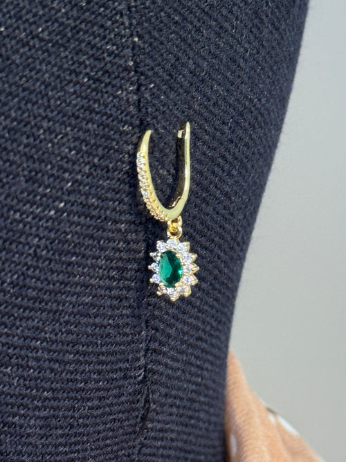 Boucles D’oreilles Ovale pampille Verte