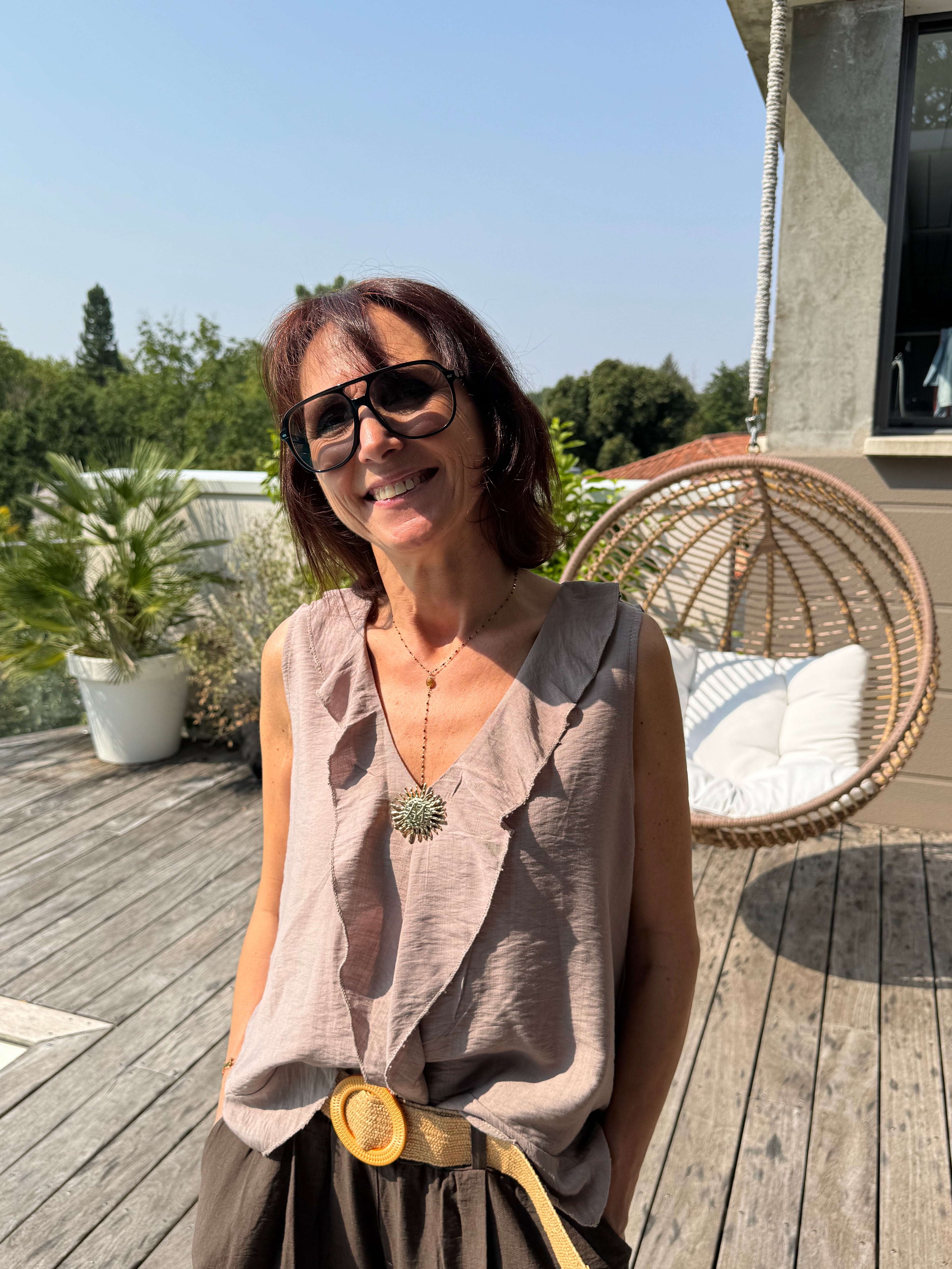 Débardeur Soleil Broche Taupe