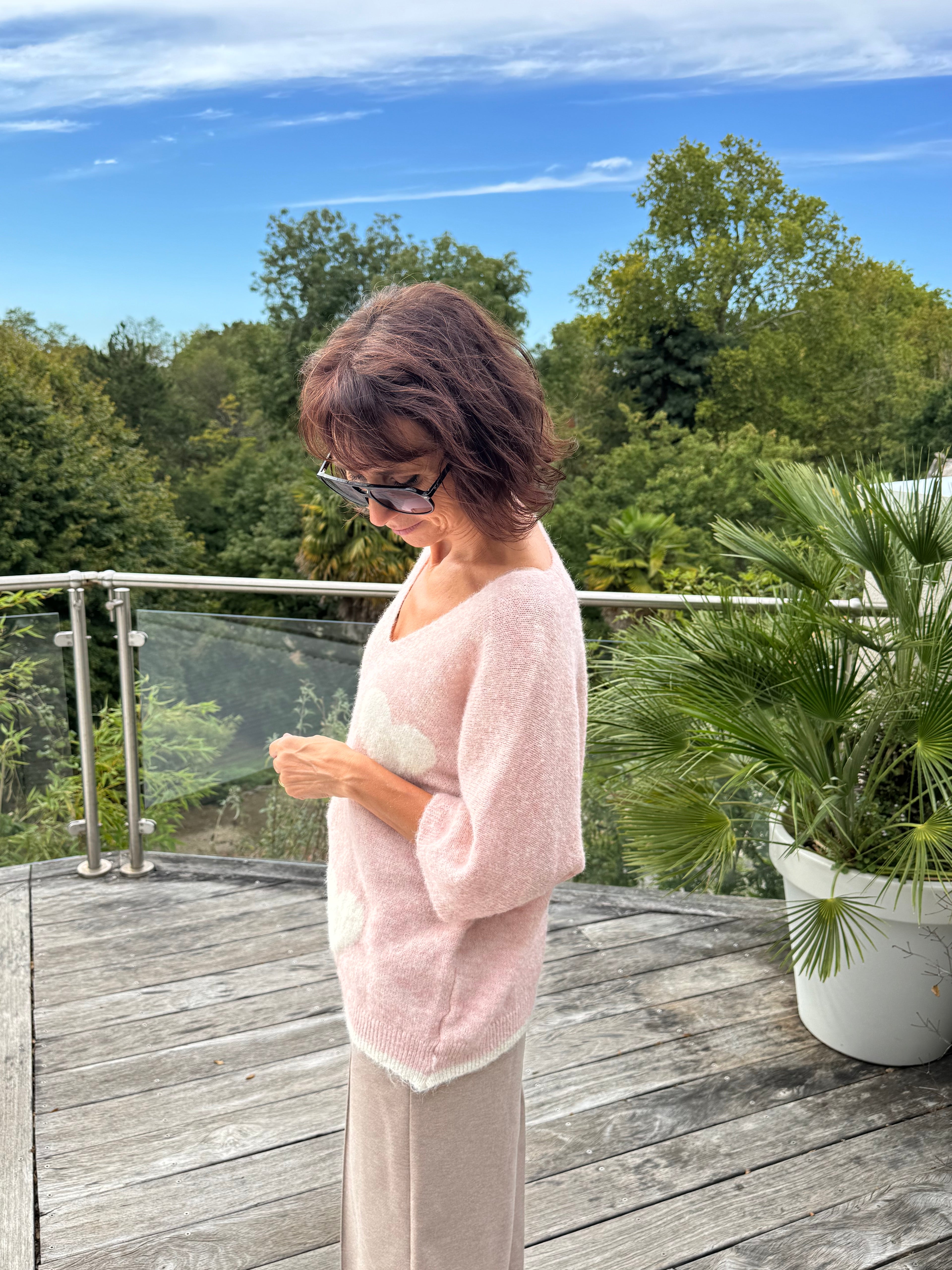 Pull Cœur Rose