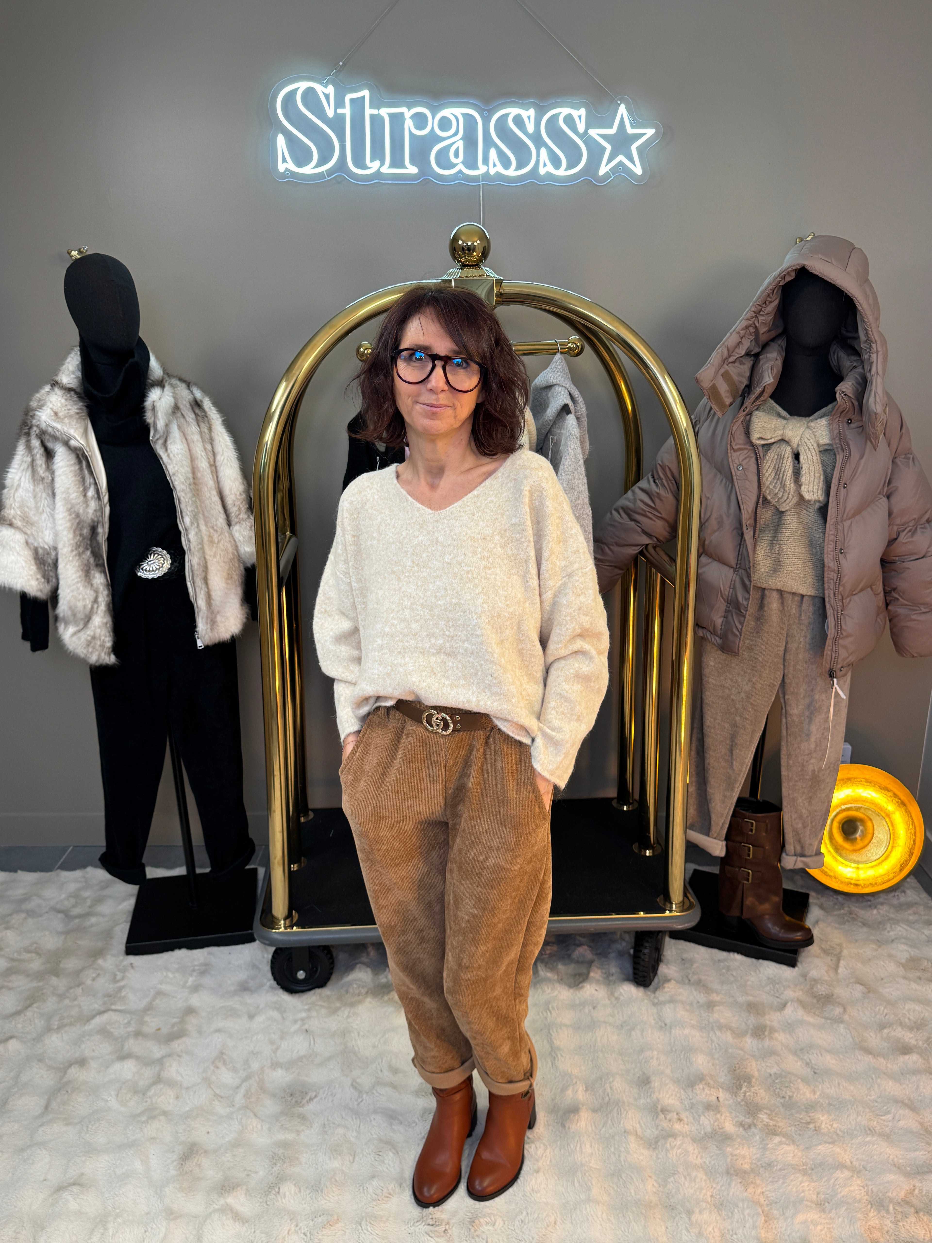 Pantalon Confort Velours Camel