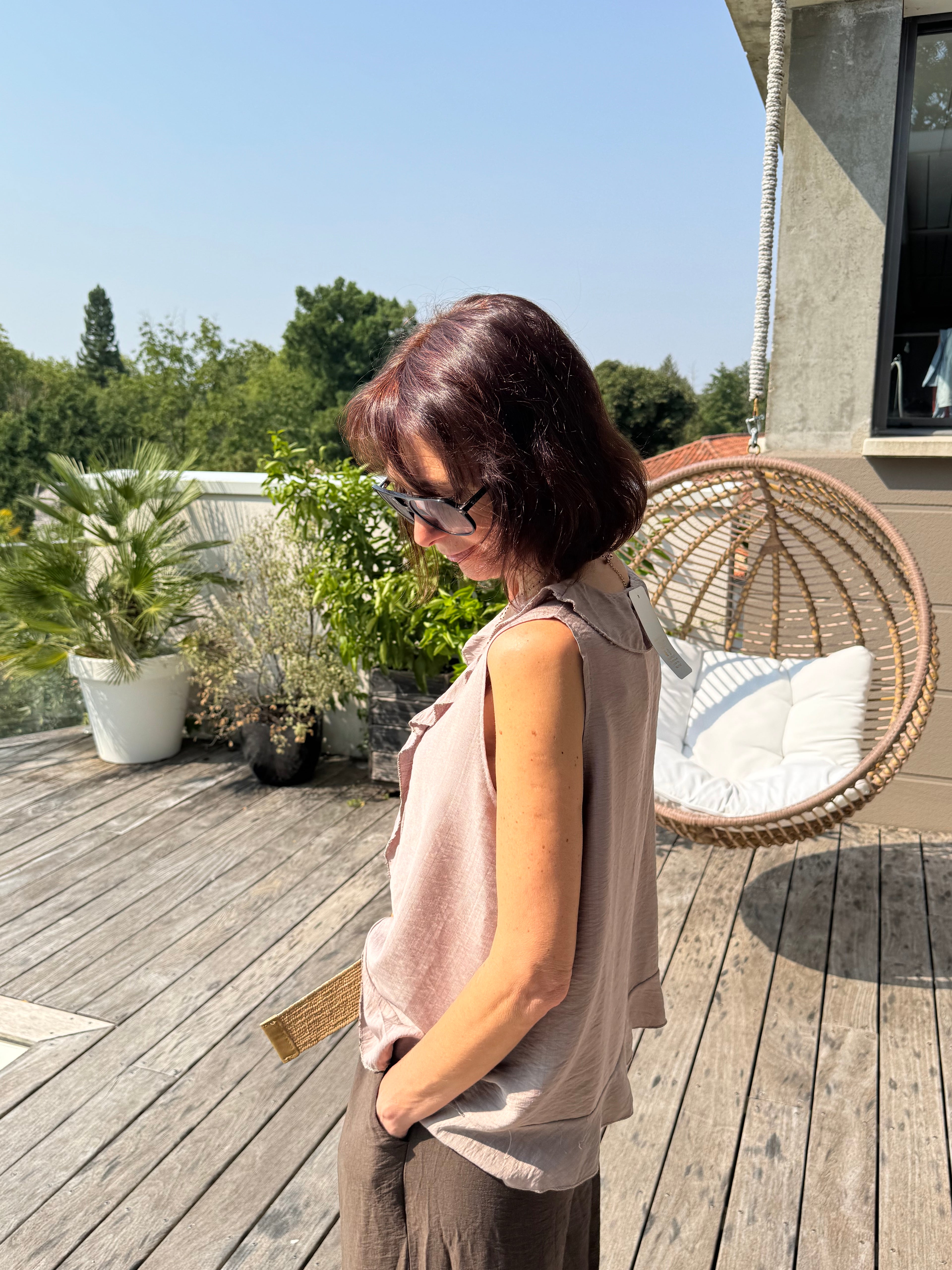 Débardeur Soleil Broche Taupe