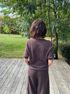Pull Vincent Col V Manche Courte Choco