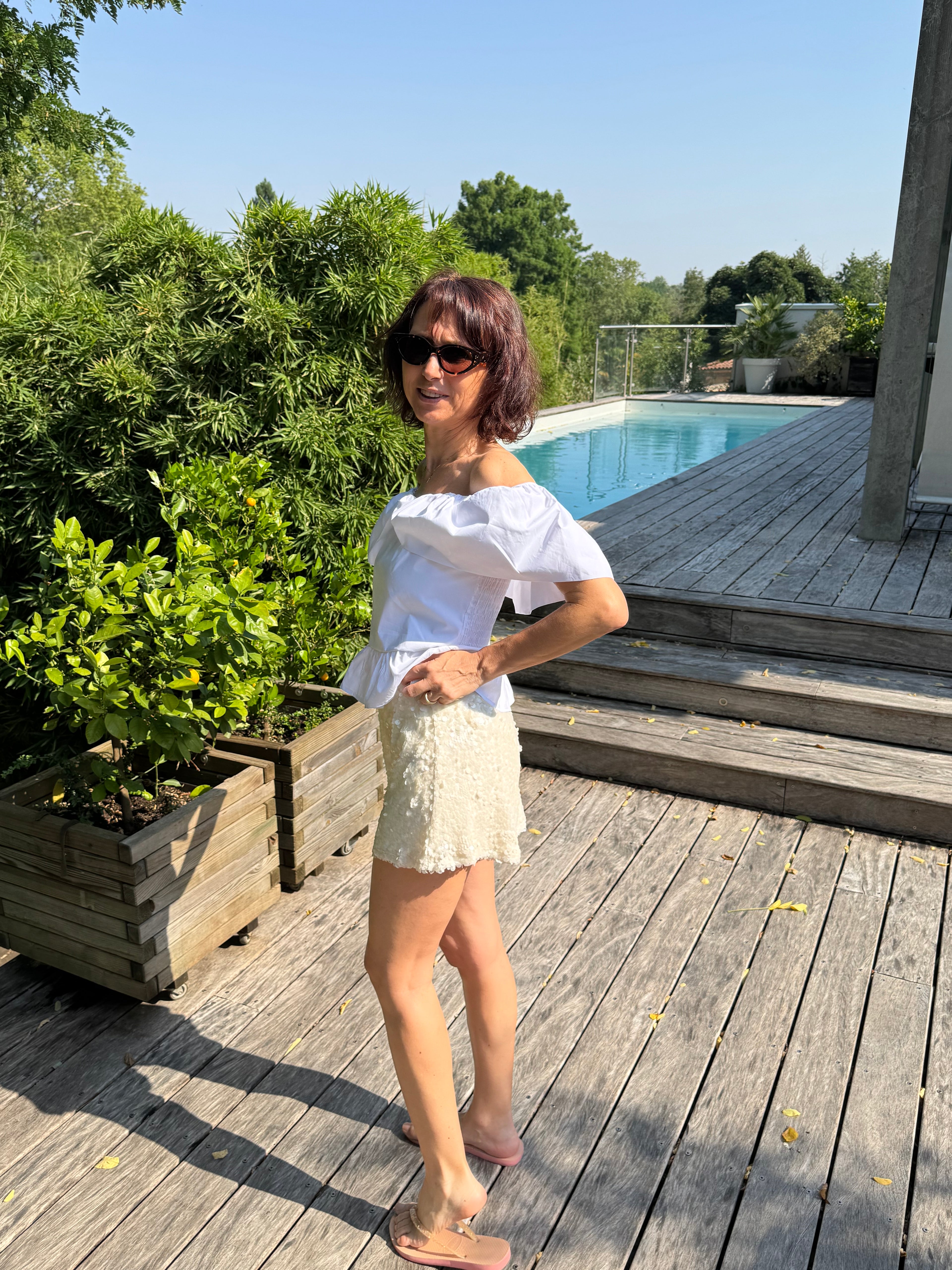 Short Sequins Écru